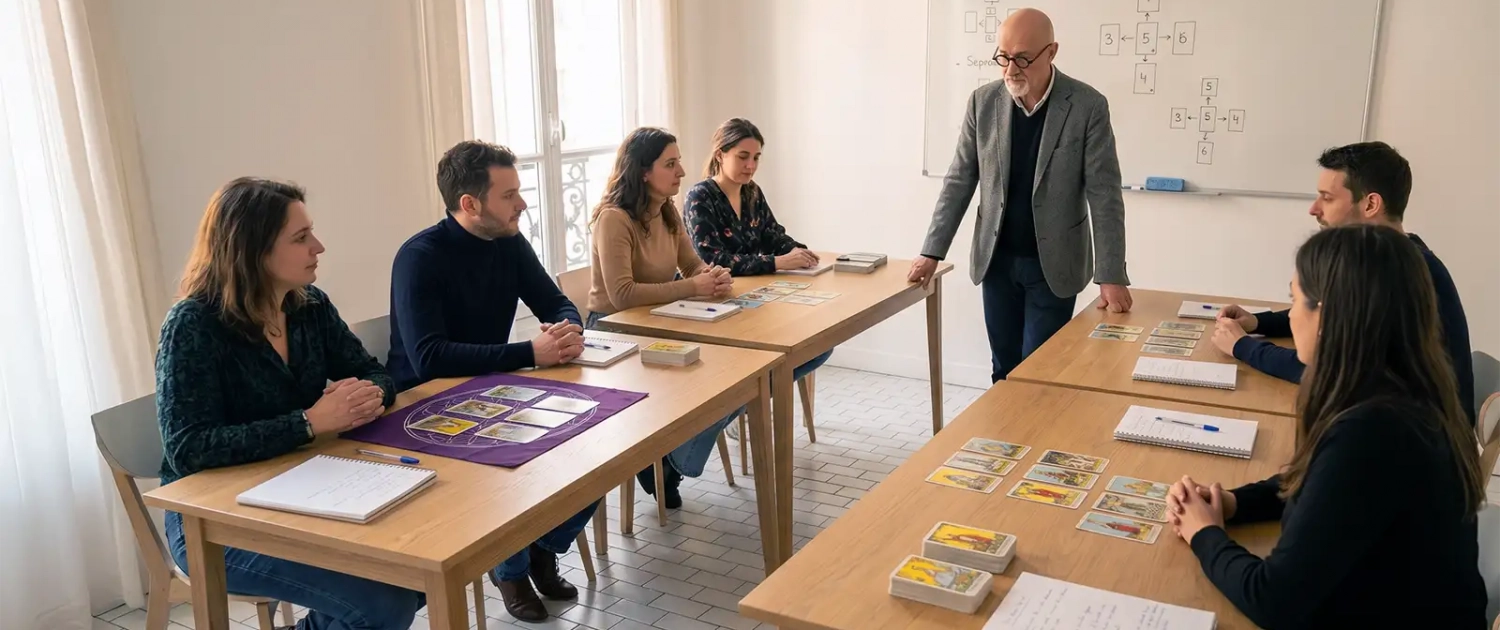 Groupe suivant une formation en Tarot Psychologique
